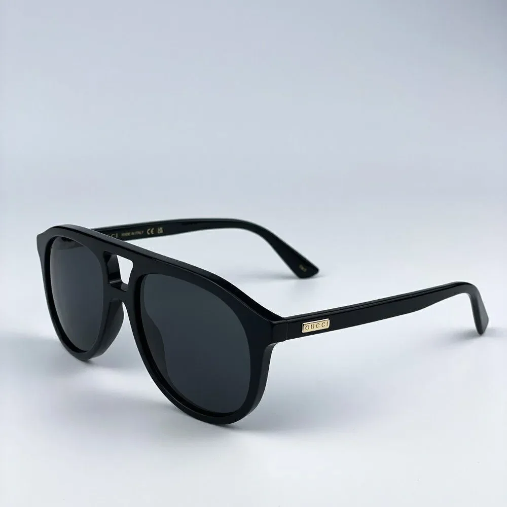 NEW Gucci GG1320S 004 Black Grey Pilot Unisex Sunglasses